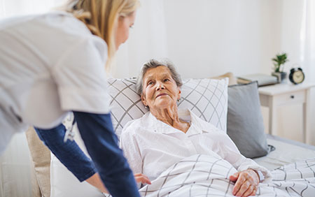 Elderly woman in hospice care